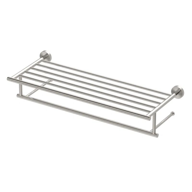 Satin Nickel Wall Mounted 25.75" Towel Rack with Bar