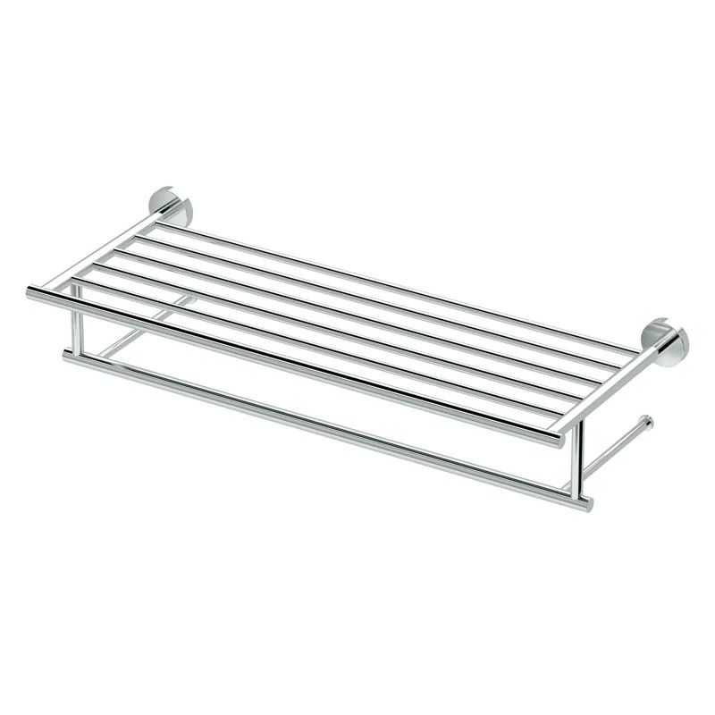 Polished Chrome 24" Wall Mounted Towel Rack with Bar