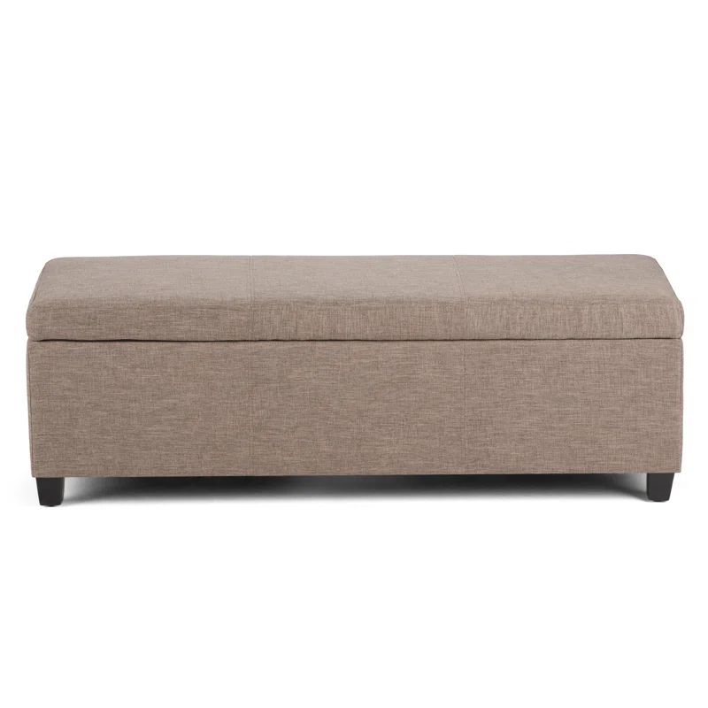 Fawn Brown Polyester Rectangular Storage Ottoman with Edge Stitching