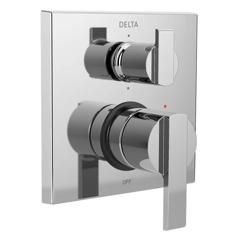 Chrome Modern Wall-Mounted Shower Valve Trim with Lever