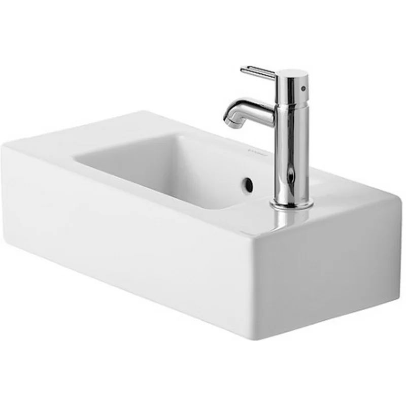 Modern Rectangular Wall-Mount Ceramic Bathroom Sink in White