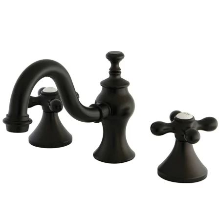 Elegant Polished Brass 8" Widespread Bathroom Faucet with Cross Handles