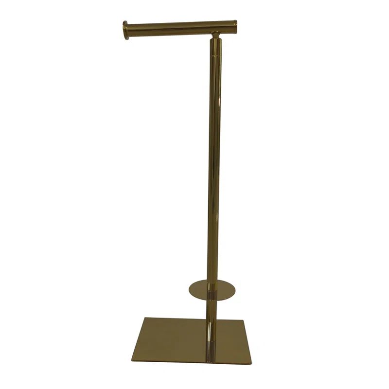 Polished Brass Freestanding Toilet Paper Holder with Weighted Base