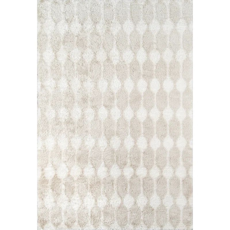 Taupe Shag Hand-Tufted Synthetic Area Rug, 5' x 7'