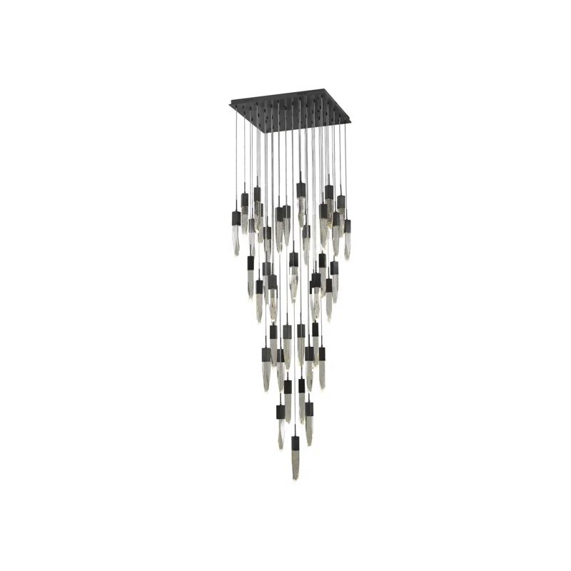 Cascading Crystal Elegance 41-Light LED Tiered Chandelier in Polished Nickel