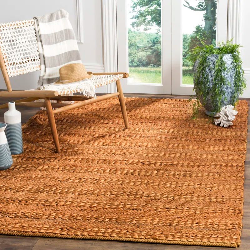 Handmade Gold Jute Natural Fiber Area Rug, 4' x 6'