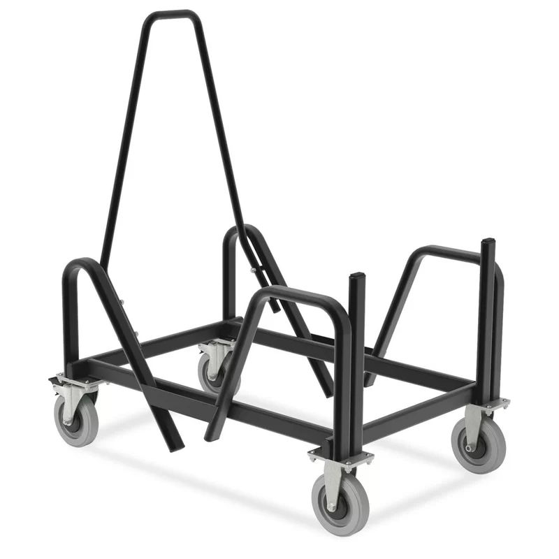 Black Steel Mobile Chair Storage Cart with Casters