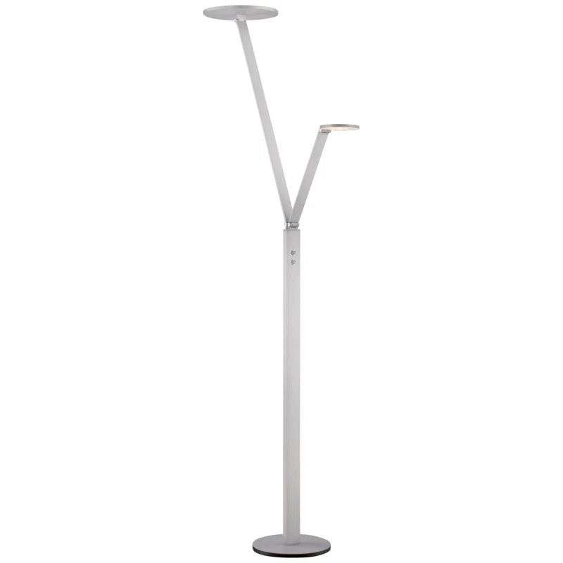 Adjustable White Acrylic LED Floor Lamp with Chiseled Nickel Finish