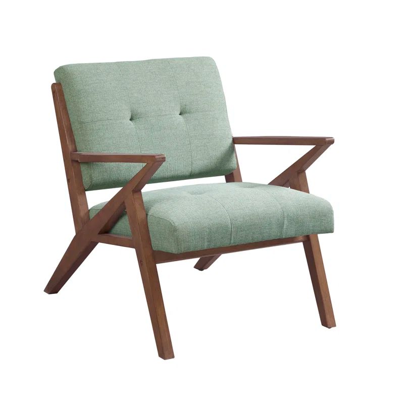 Mid-Century Modern Seafoam Lounge Chair with Pecan Wood Finish