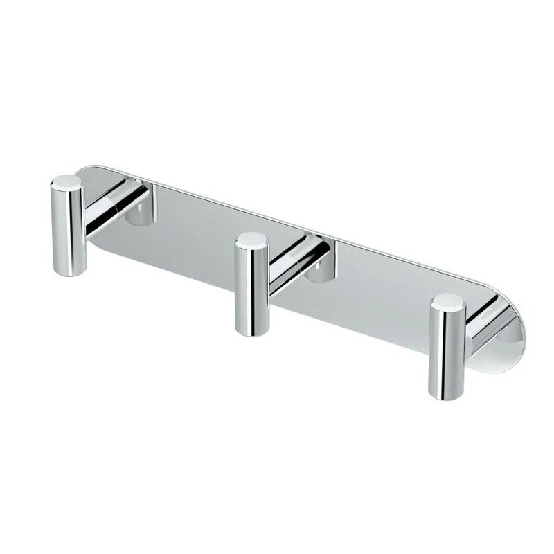 Chrome Triple Hook Wall Mounted Towel and Robe Rack