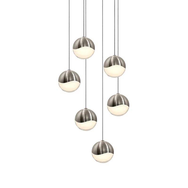 Satin Nickel 11.25" LED Glass Cluster Pendant Light