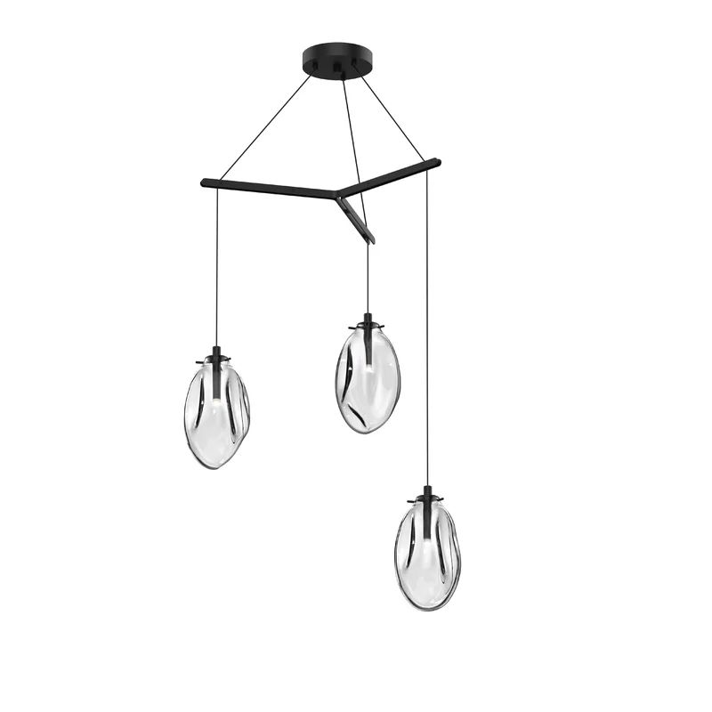 Elysian 27'' Satin Black LED Cluster Pendant with Clear Glass