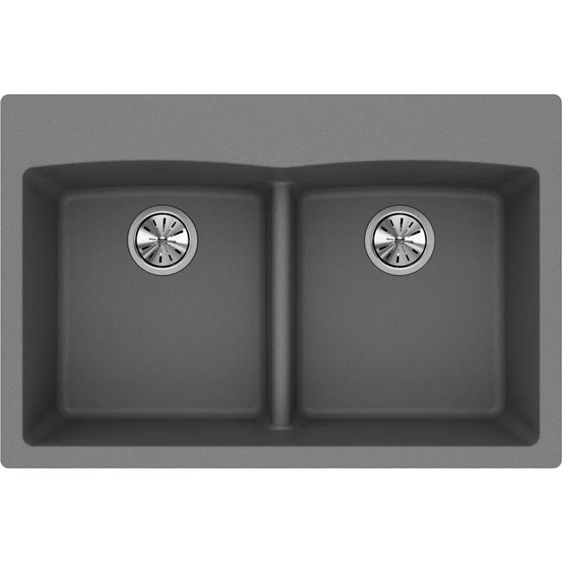 Greystone Quartz Double Basin Drop-In Kitchen Sink