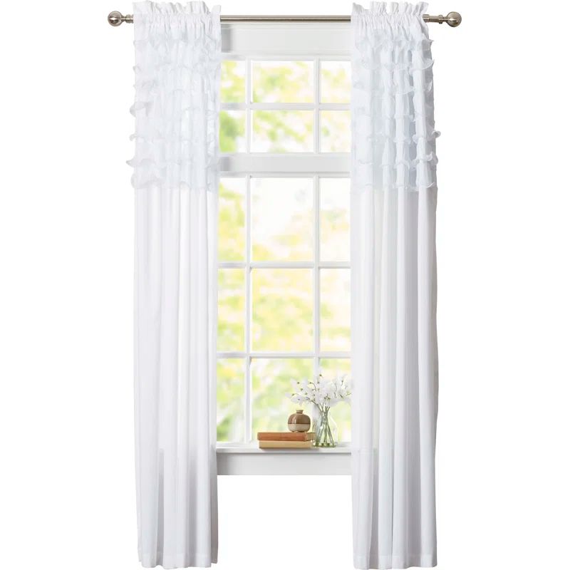 Avery White Polyester Light-Filtering Rod Pocket Curtains, 84" x 54"