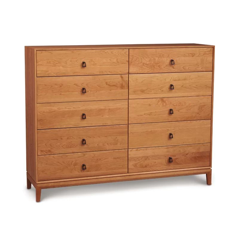 Mansfield Natural Cherry 10-Drawer Double Dresser with Soft Close