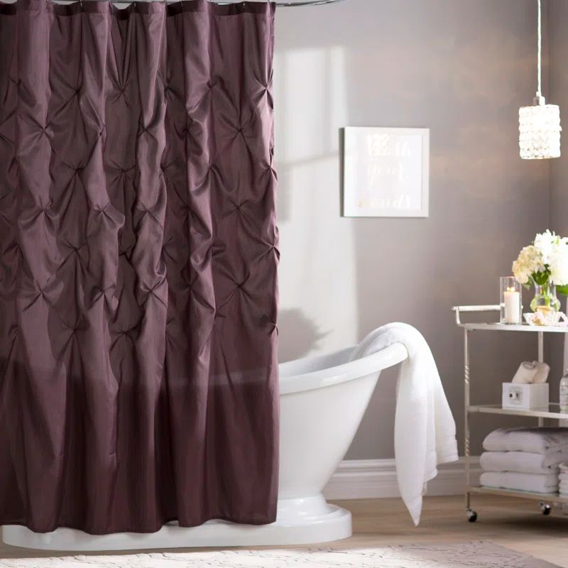 Plum Tufted Semi-Sheer Polyester Shower Curtain