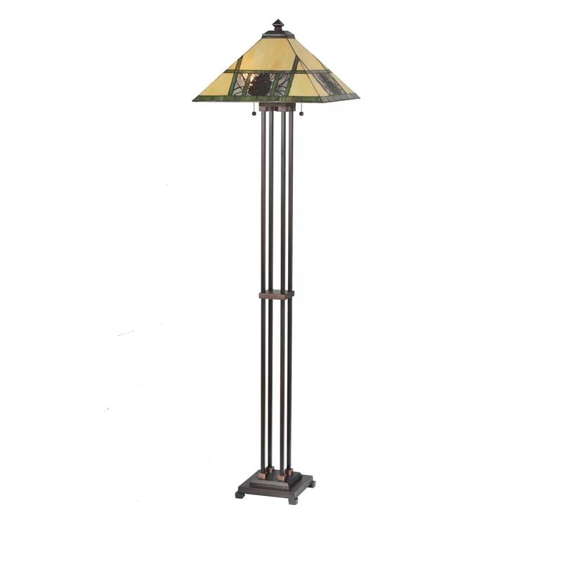 Pinecone Ridge 63'' Bronze Stained Glass Floor Lamp