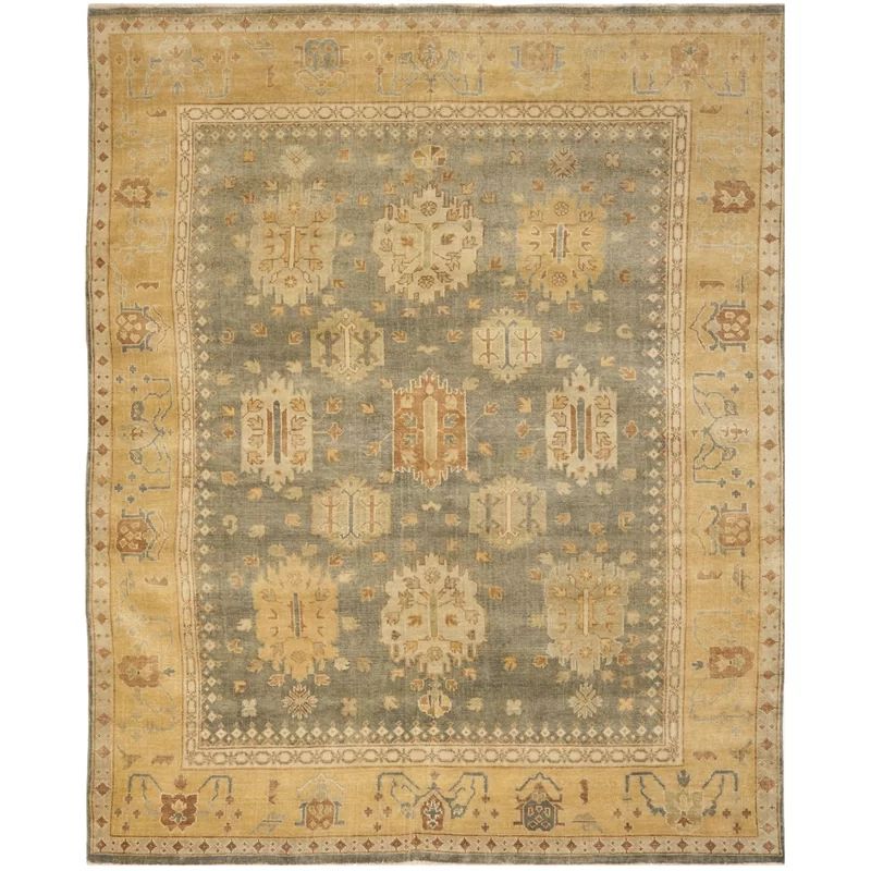 Oushak Hand-Knotted Wool Grey and Gold 8' x 10' Area Rug