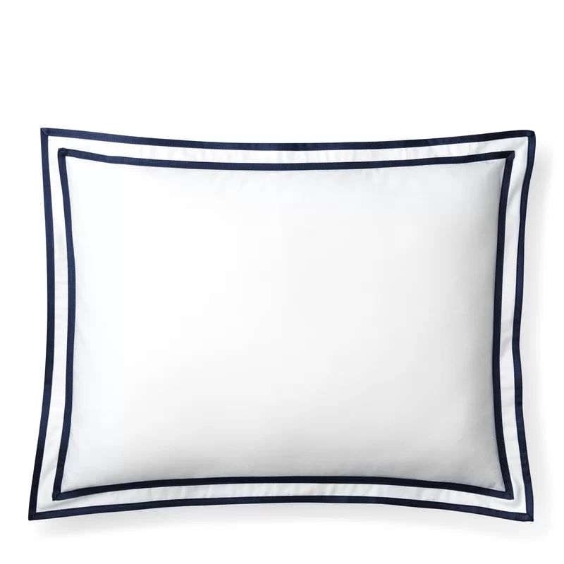 Spencer Navy Cotton Sateen Lumbar Pillow Set, 12" x 16"