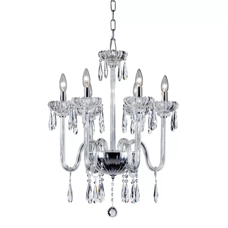 Mini Villa Chrome 6-Light Candle-Inspired Plug-in Chandelier