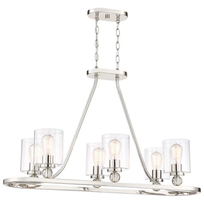 Elegant Studio 6-Light Polished Nickel Island Chandelier with Clear Glass