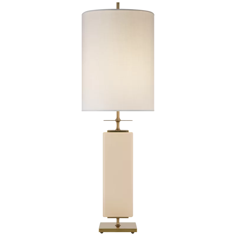 Beekman 37" Cream Linen Shade Crystal Prism Table Lamp