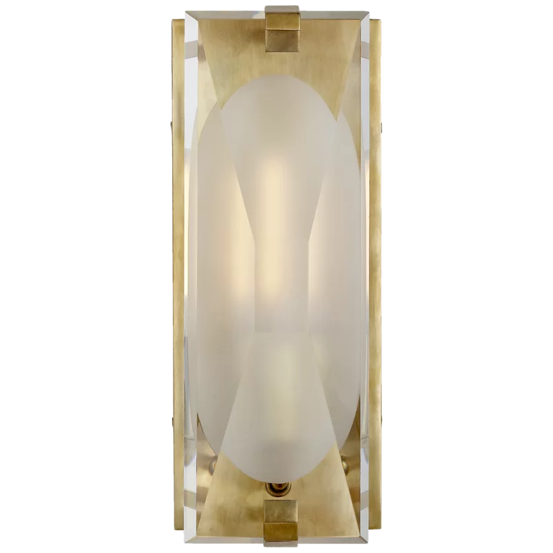 Soft Brass Outdoor Dimmable Bath Sconce with Glass Panel