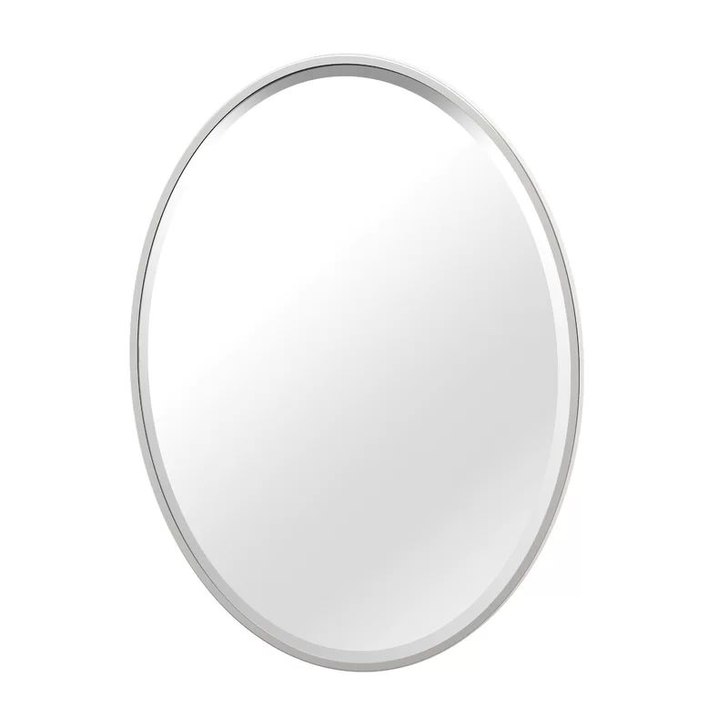 Elegant Satin Nickel Full-Length 33"x25" Rectangular Vanity Mirror