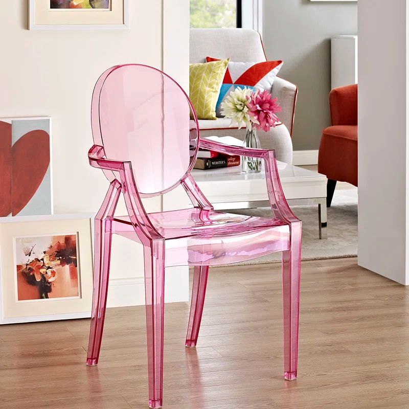 Pink Low Plastic Arm Chair for Indoor/Outdoor Use
