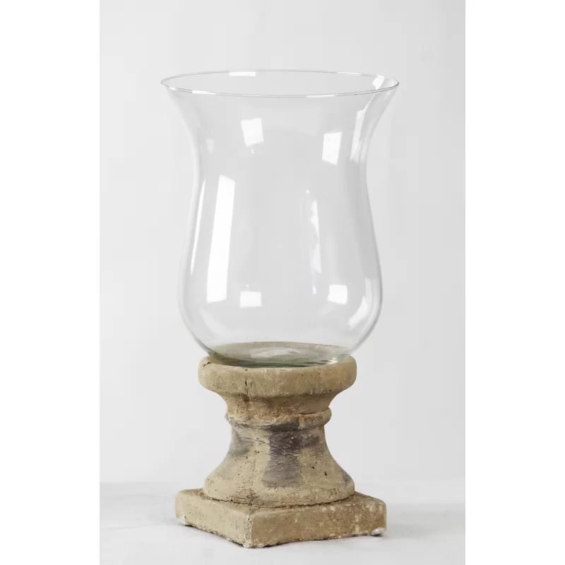 Distressed Off-White Ceramic Hurricane Candle Holder