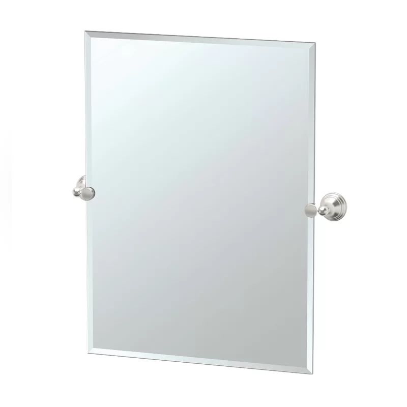 Charlotte Satin Nickel Frameless Rectangular Bathroom Vanity Mirror