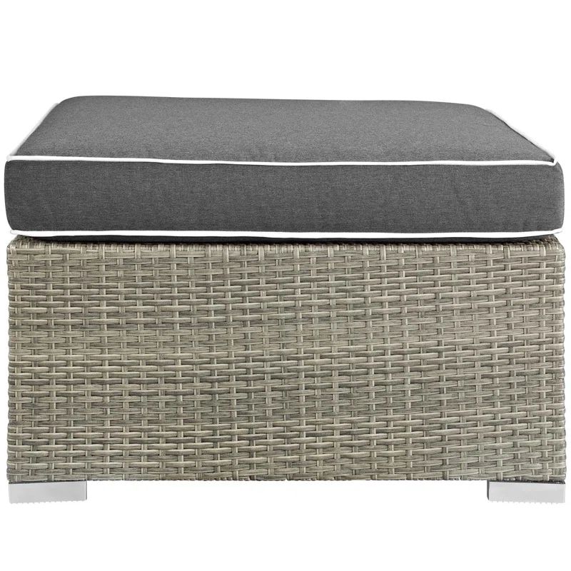 Repose Light Gray Charcoal Outdoor Upholstered Fabric Ottoman