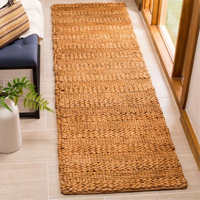 Gold Hand-Knotted Jute Runner Rug, 27" x 12"