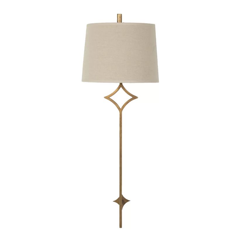 Antique Gold Wall Sconce with Natural Linen Shade