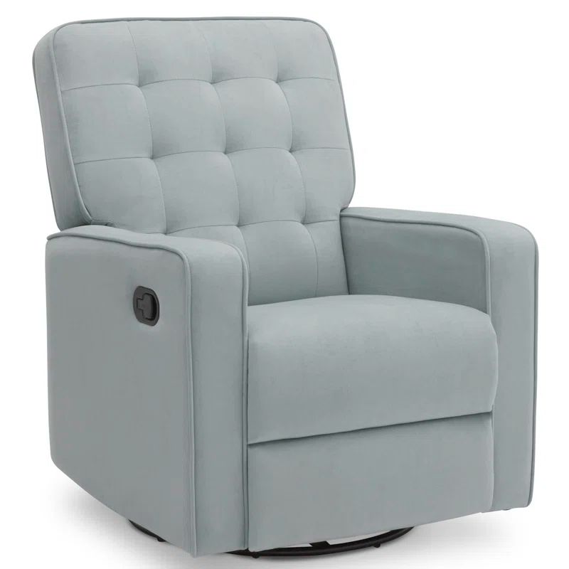 Mist Microfiber Swivel Recliner Armchair with Wood Frame