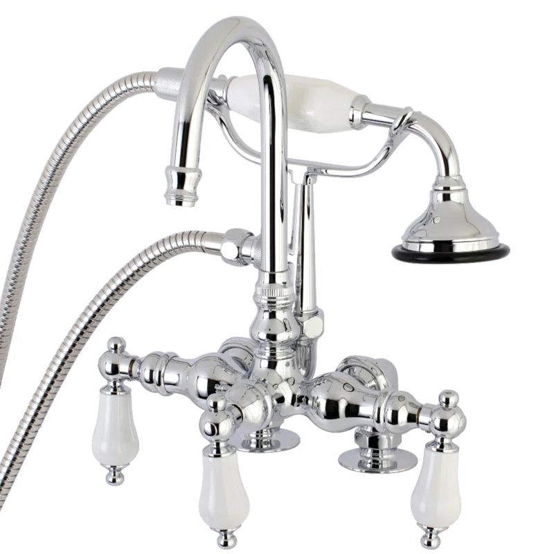 Polished Chrome Vintage Clawfoot Tub Faucet with Hand Shower