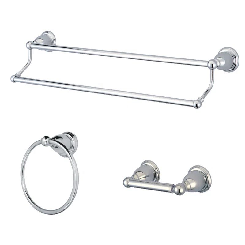 Polished Chrome 3-Piece Metal Bathroom Hardware Set
