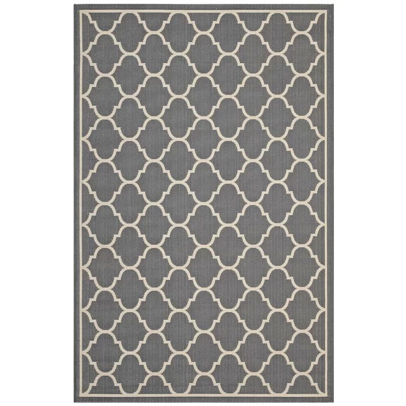 Avena 8' x 10' Gray and Beige Synthetic Trellis Area Rug