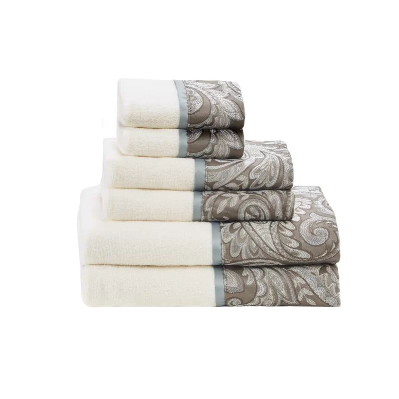 Aubrey Blue Jacquard Cotton 6-Piece Washcloth Set