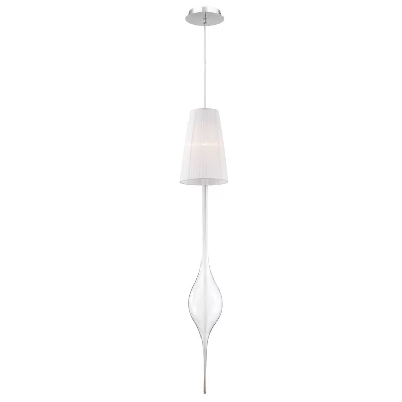 Aqua Clear Glass and Chrome Single Pendant Light