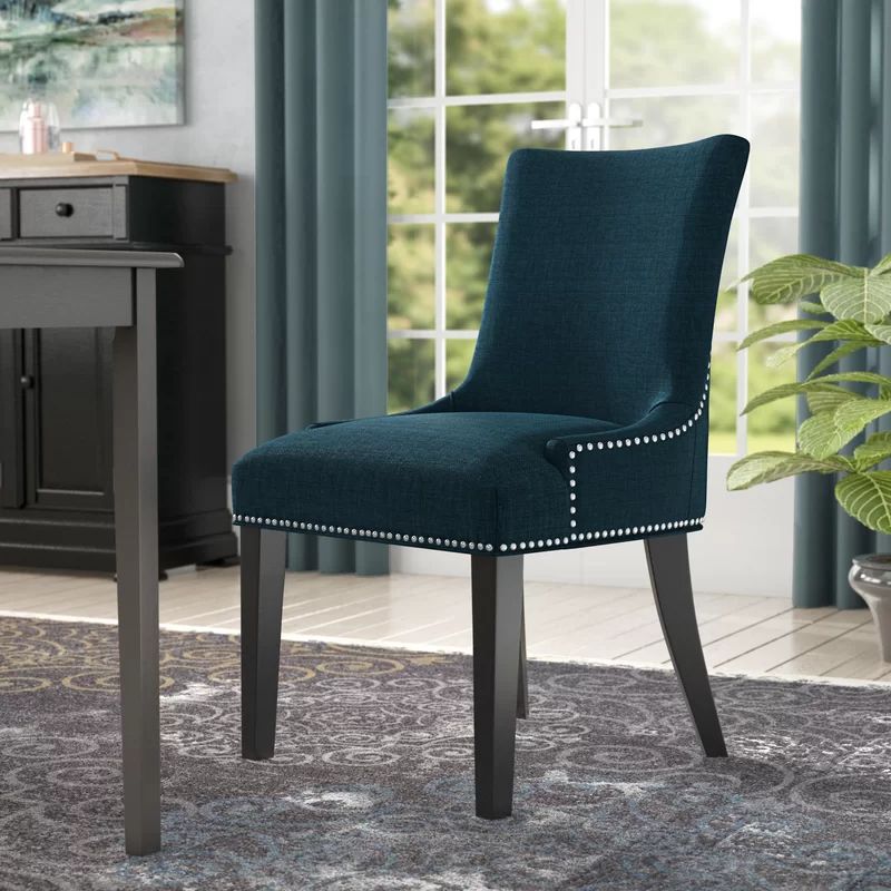 Azure Elegance Leather-Wrapped Parsons Side Chair