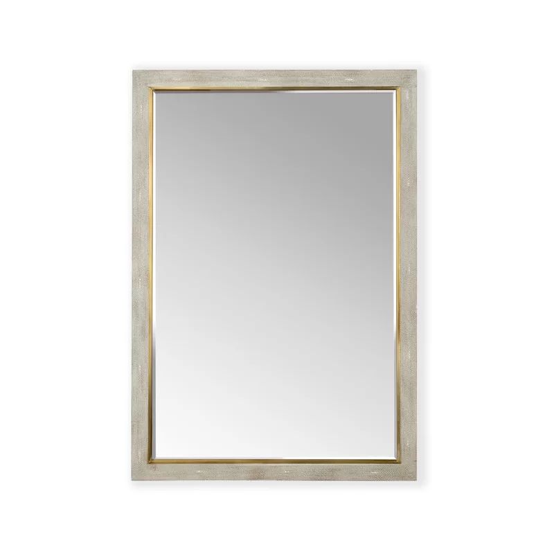 Kensington Luxe Wood Rectangle Wall Mirror in Shark Gray