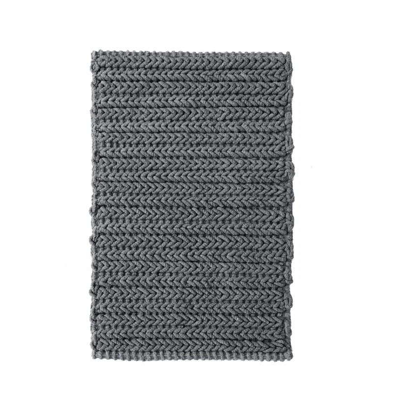 Charcoal Cotton Chenille Chain Stitch Bath Rug 20x30