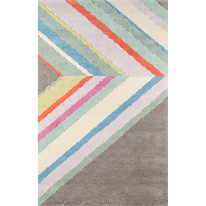 Contemporary Striped Hand-Tufted Wool Area Rug in Gray 3'6" x 5'6"