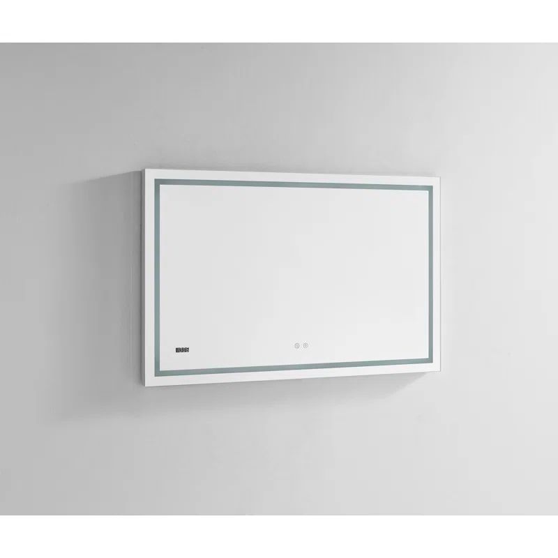 Daytona 48" Rectangular LED Lighted Silver Bathroom Mirror with Digital Clock
