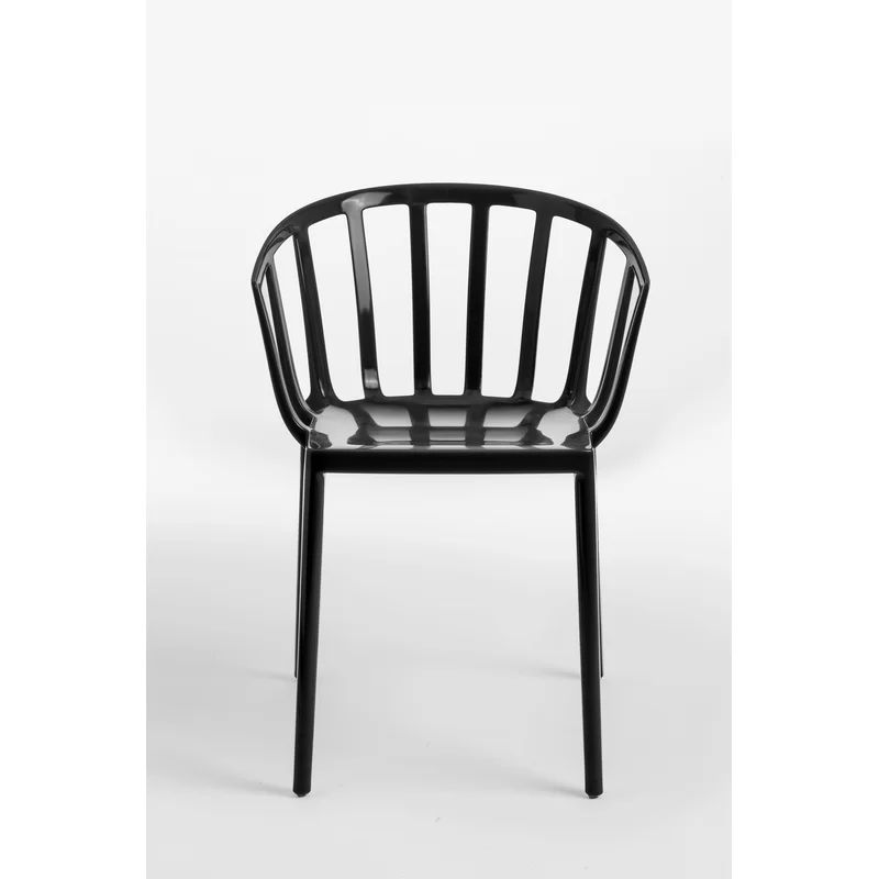 Venice Inspired Black Plastic Stackable Patio Dining Chair