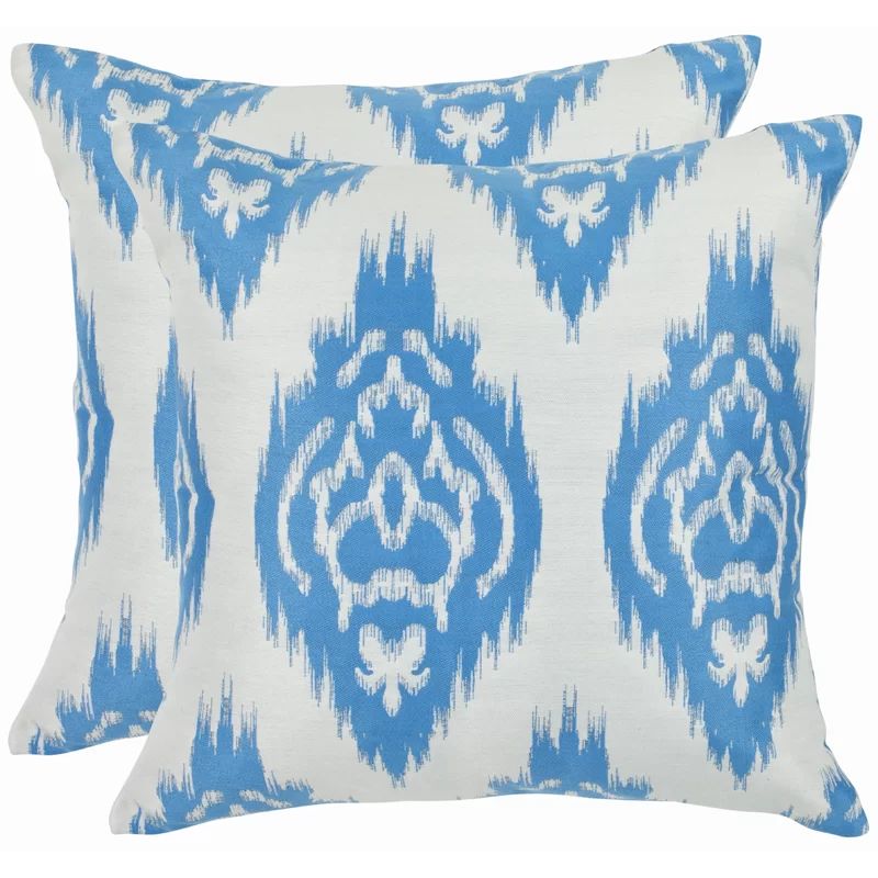 Carmen Blue Ikat Feather Fill Decorative Pillow Set