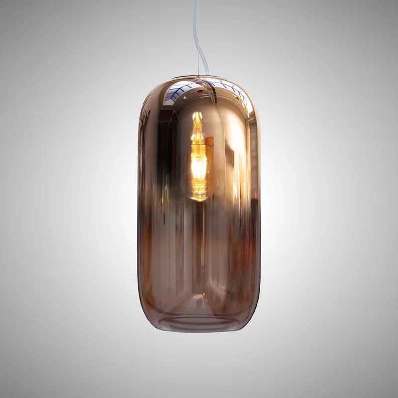 Mini Drum Energy Star Copper Pendant with White Glass Shade