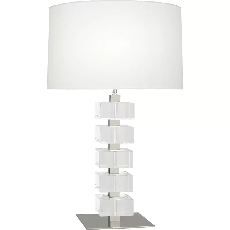 Monaco Cordless Adjustable 25.5'' Polished Nickel Table Lamp with White Silk Shade