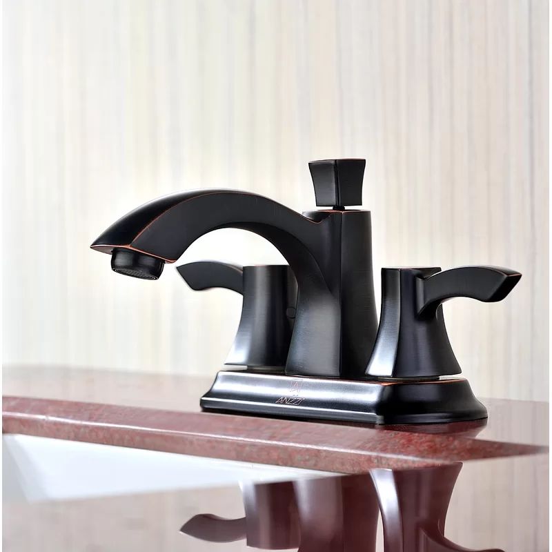 Elegante 6.6" Bronze Dual-Handle Mid-Arc Bathroom Faucet